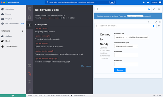 Installing Neo4j Docker Extension